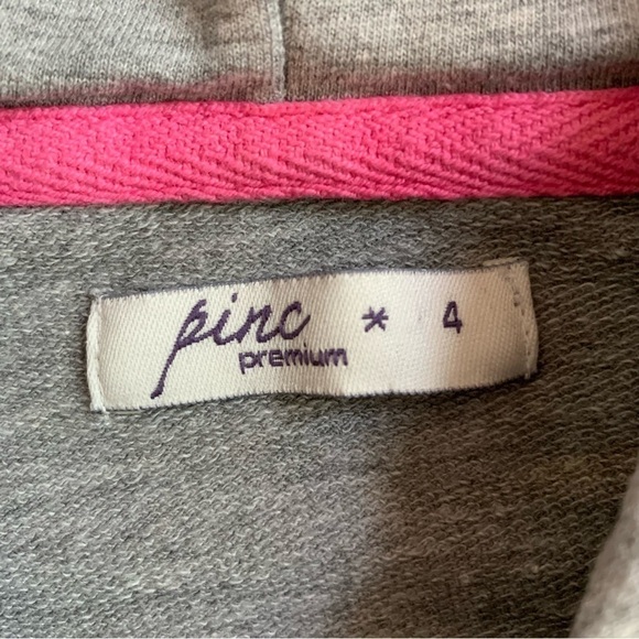 Pinc Gray Hoodie Sweatshirt with Pink Mesh & Sequin Hearts Size 4 - Picture 3 of 5